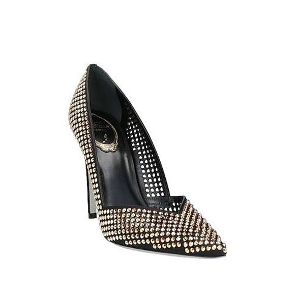 Rene Caovilla Shoes - Rene Caovilla Crystal Embellished Stiletto Satin Pumps in Black 38